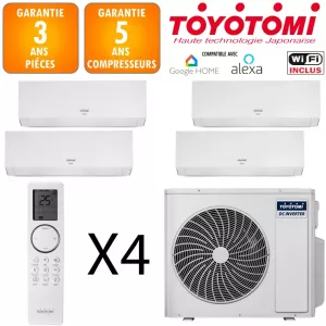 Toyotomi Quadri-split MFMR32-36INV-4 + 2 X ERAI 9 + 2 X ERAI 12 Blanc