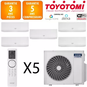 Toyotomi Quintuple-split MULR32-42INV-5 + 4 X ERAI 9 + ERAI 12 Blanc