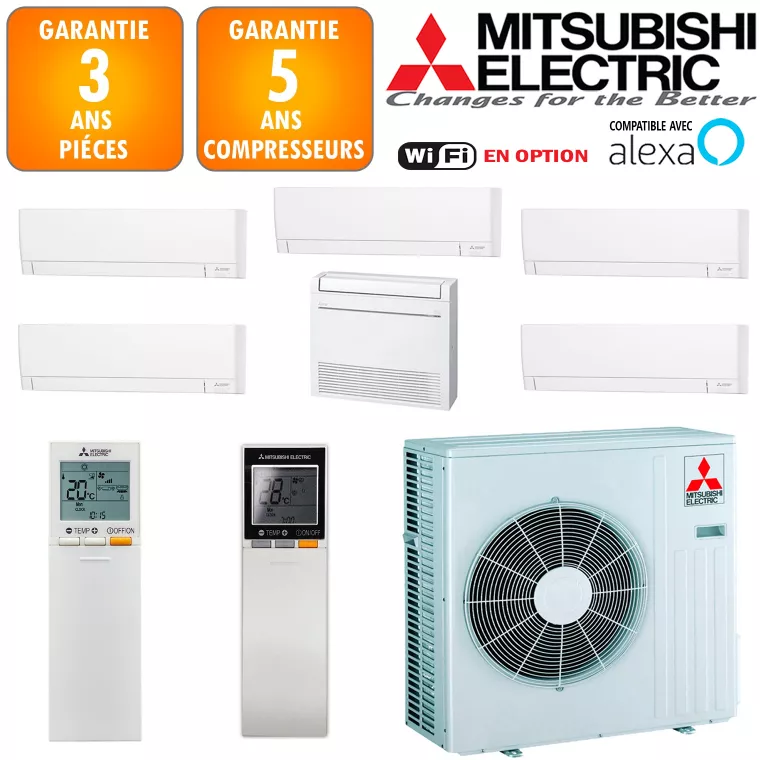 Mitsubishi Sextuple-split MXZ-6F120VF + 4 X MSZ-AY20VGK + MSZ-AY25VGK + MFZ-KT25VG