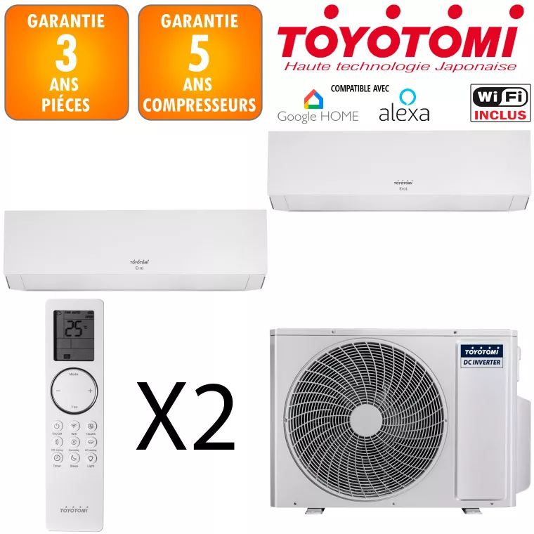 Toyotomi Bi-split MULR32-18INV-2 + ERAI 9 + ERAI 12 Blanc